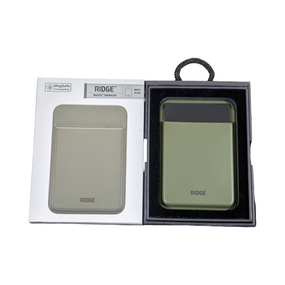 R8O The Ridge Wallet Magsafe Cardholder Magnetic -‎ Matte Olive OPEN BOX